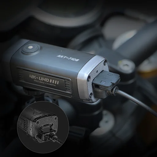 AKEEYO AKY-710S sportkamera 4K videórögzítő motorkerékpár kormányra - fekete - 14