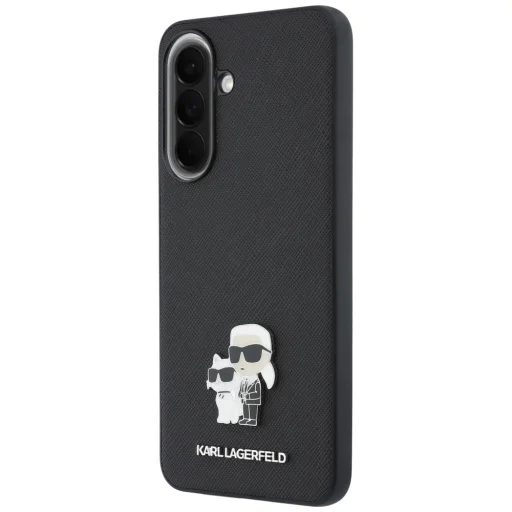 Samsung Galaxy A57 5G Karl Lagerfeld Saffiano Karl & Choupette čierne puzdro s kovovým logom - 2