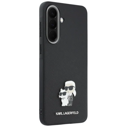 Samsung Galaxy A57 5G Karl Lagerfeld Saffiano Karl & Choupette čierne puzdro s kovovým logom - 4