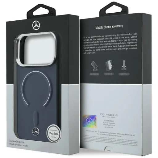 iPhone 17 Pro Max Mercedes kožený 3D MagSafe tmavomodrý kryt - 8
