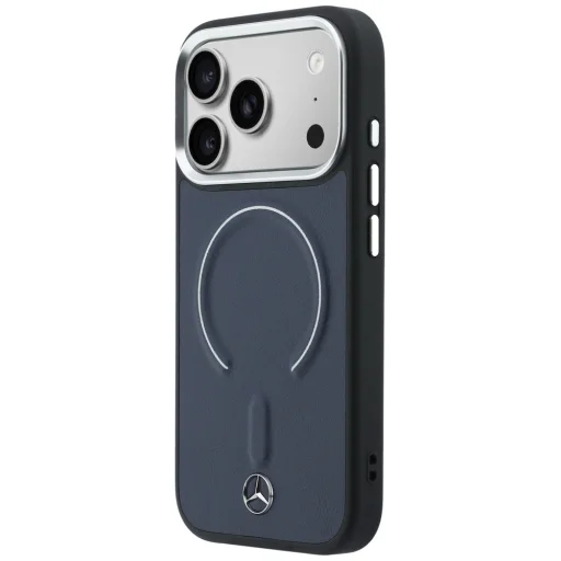 iPhone 17 Pro Max Mercedes kožený 3D MagSafe tmavomodrý kryt - 2