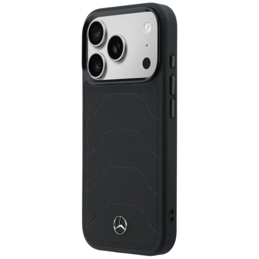 iPhone 17 Pro Max Mercedes kožený so sieťovaným vzorom, Bow Line MagSafe čierny kryt - 2