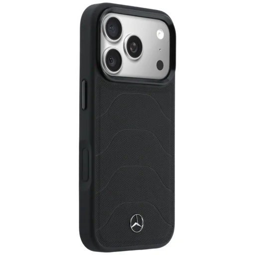 iPhone 17 Pro Max Mercedes kožený so sieťovaným vzorom, Bow Line MagSafe čierny kryt - 4