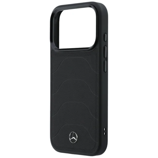 iPhone 17 Pro Max Mercedes kožený so sieťovaným vzorom, Bow Line MagSafe čierny kryt - 6