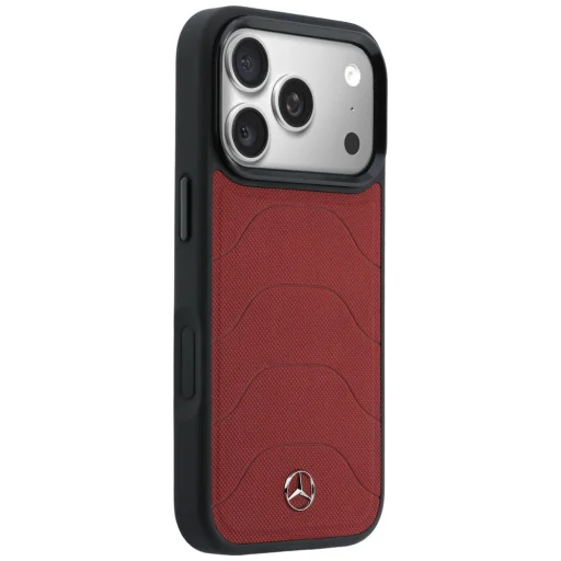 iPhone 17 Pro Max Mercedes kožené puzdro so sieťovým vzorom Bow Line MagSafe červené - 4