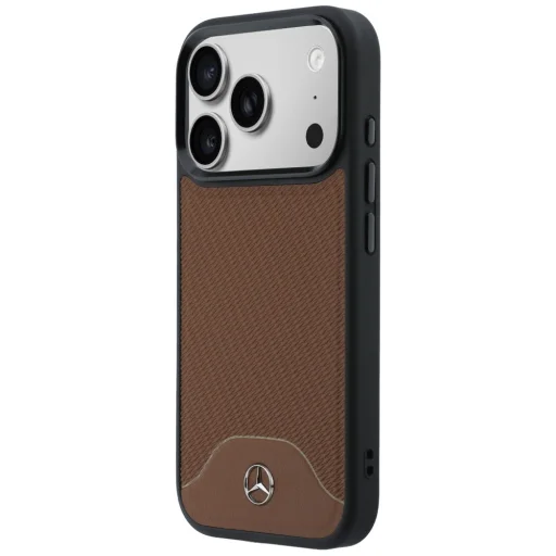 iPhone 17 Pro Max Mercedes kožený kryt s dreveným efektom a Curve MagSafe v ťavej farbe - 2