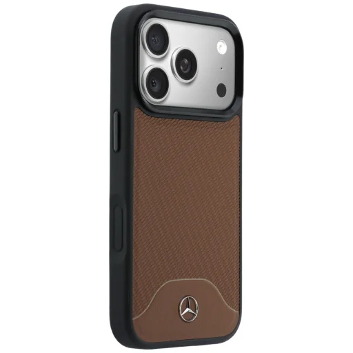 iPhone 17 Pro Max Mercedes kožený kryt s dreveným efektom a Curve MagSafe v ťavej farbe - 4