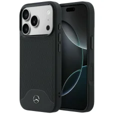iPhone 17 Pro Max Mercedes Leather Wood Effect and Curve MagSafe čierne puzdro