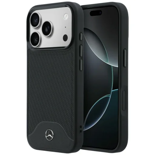 iPhone 17 Pro Max Mercedes Leather Wood Effect and Curve MagSafe čierne puzdro - 1