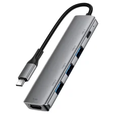 Acefast J16 USB-C Hub, 5 v 1, sivý