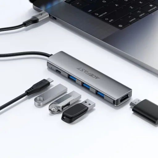 Acefast J16 USB-C Hub, 5 v 1, sivý - 4