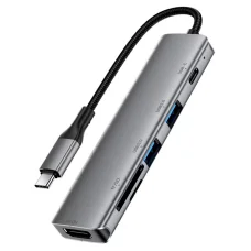 USB-C Hub Acefast J18, 6in1, Sivý