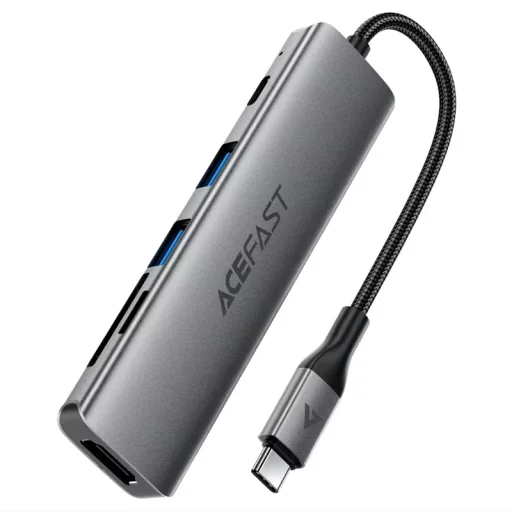 USB-C Hub Acefast J18, 6in1, Sivý - 2