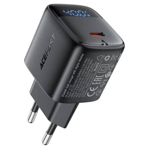 Acefast A135 Display sieťová nabíjačka, 45W, 3A, 1 x USB-C, čierna - 1