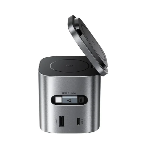 Stolná nabíjacia stanica Acefast Z9 QI 6in1, 80W, 1 x USB-A – 1 x USB-C, s USB-C káblom, čierna MagSafe - 4