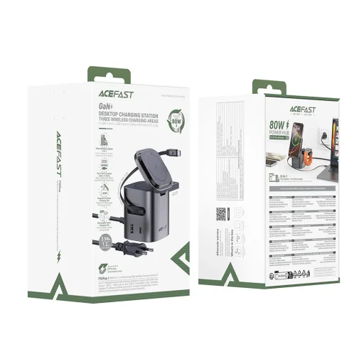 Stolná nabíjacia stanica Acefast Z9 QI 6in1, 80W, 1 x USB-A – 1 x USB-C, s USB-C káblom, čierna MagSafe - 5