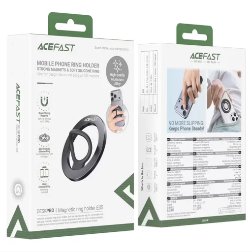 Acefast E35 univerzálny magnetický kovový krúžok, čierny - 13