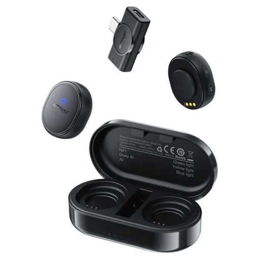 Bezdrôtový mikrofón Acefast R3, USB-C, 2 ks, čierny - 1