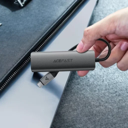 Acefast J15, 4 v 1 Type-C USB Hub, sivý - 5