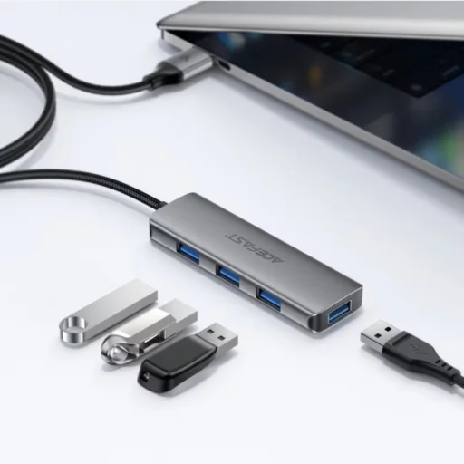 USB Hub Acefast J17, 4in1, sivý - 5