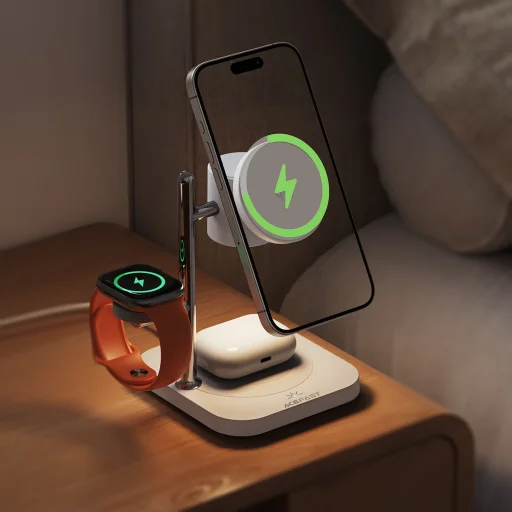 Acefast E39 3in1, 32.5W, 1.67A, biela bezdrôtová nabíjačka MagSafe - 3