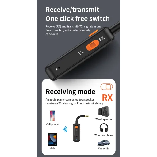M1 AUX Bluetooth 5.4 bezdrôtový hudobný adaptér 3,5 mm AUX adaptér - 9