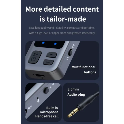 M3 Bluetooth AUX transmiter do lietadla, auta a pre bezdrôtové slúchadlá - 17