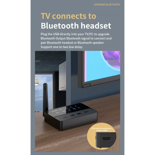 D600 Bluetooth AUX adaptér 2 v 1 s nízkou latenciou, prijímač a vysielač s párovaním - 14