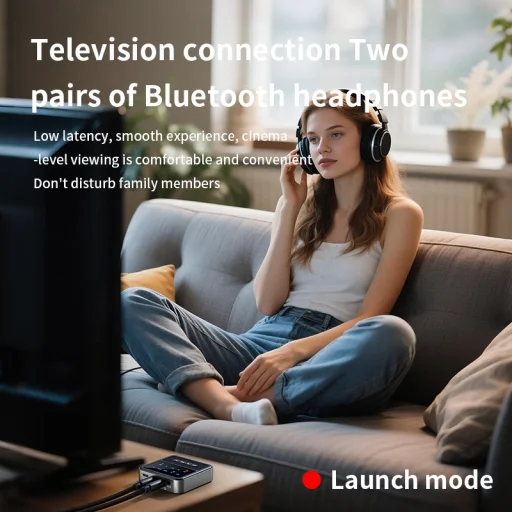 BT200 Bluetooth 5.4 audio adaptér pre 2 slúchadlá – 2 v 1 vysielač a prijímač - 3