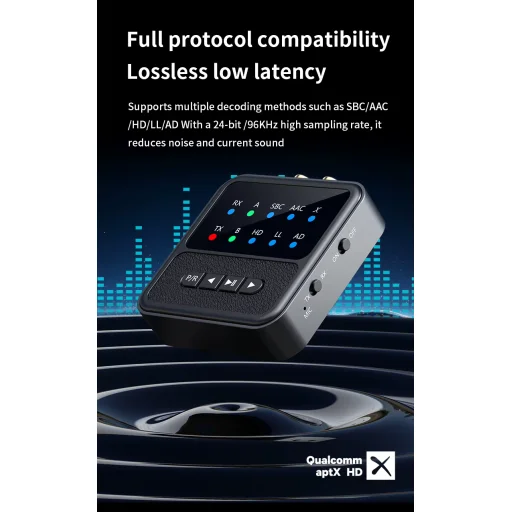 BT200 Bluetooth 5.4 audio adaptér pre 2 slúchadlá – 2 v 1 vysielač a prijímač - 12