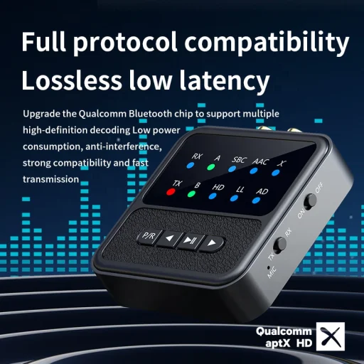 BT200 Bluetooth 5.4 audio adaptér pre 2 slúchadlá – 2 v 1 vysielač a prijímač - 5
