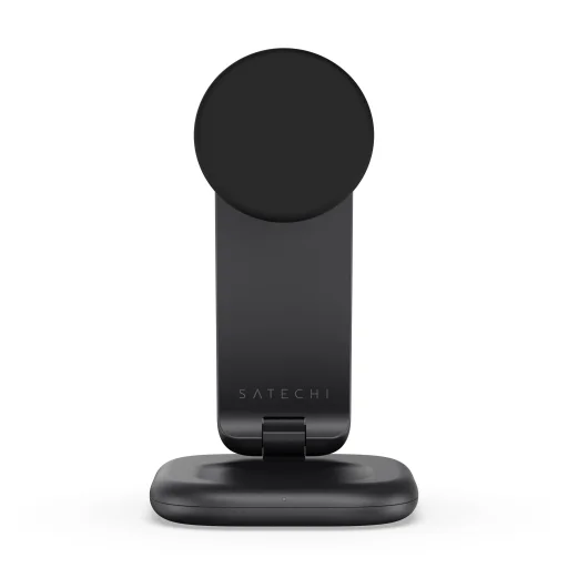 Satechi 3 v 1 skladací bezdrôtový nabíjací stojan Qi2 25W - typ A, G, C pre USA, EÚ, UK - Space Black - 12