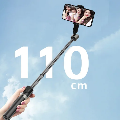 Dudao F18 selfie tyč 1,1m so statívom a Bluetooth diaľkovým ovládačom - čierna - 5