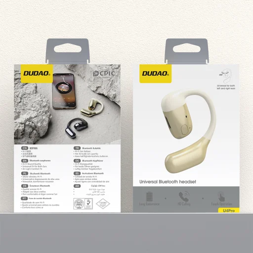 Dudao U4Pro univerzálny Bluetooth headset (univerzálne uchytenie pre obe uši) béžový - 7