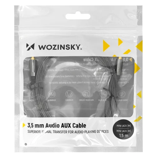 Wozinsky univerzálny mini jack kábel 2x AUX kábel 2 m čierny - 6