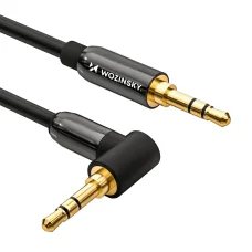 Wozinsky AUX kábel uhlový (samec-samec) mini jack kábel 2 m čierny