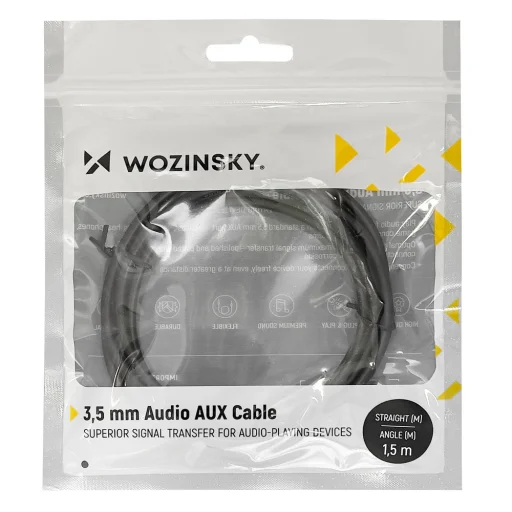 Wozinsky AUX kábel uhlový (samec-samec) mini jack kábel 2 m čierny - 5