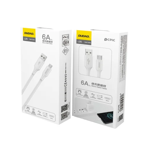 Dudao L2SM USB-A / micro USB 6A kábel 1,2 m - biely - 3