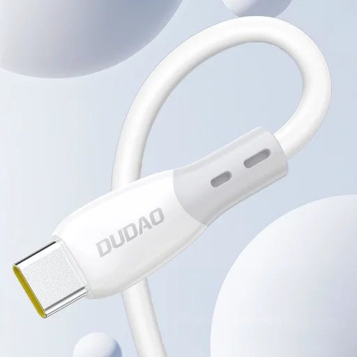 Dudao L25SC 60W USB-C - USB-C kábel s mäkkým silikónovým povrchom 1m - biely - 7