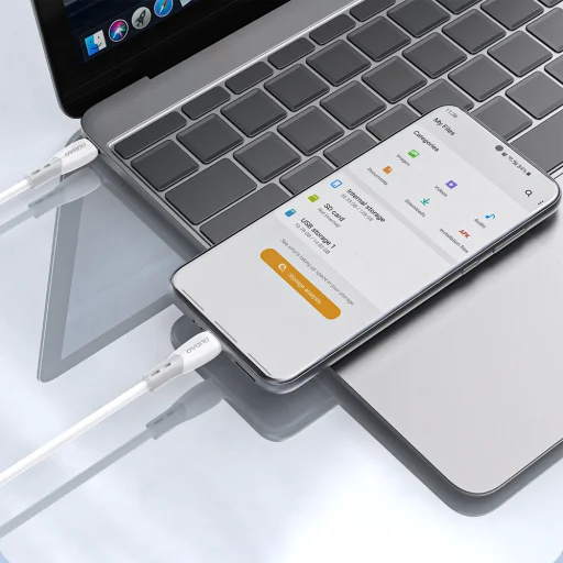 Dudao L25SC 60W USB-C - USB-C kábel s mäkkým silikónovým povrchom 1m - biely - 9