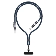 Dudao L20Max 65W kábel 4 v 1 s pútkom na zápästie, s adaptérmi USB-C na USB-C, Lightning a USB-A - modrý