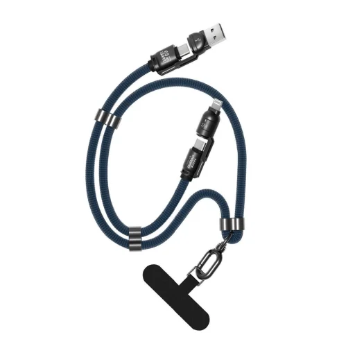 Dudao L20Max 65W kábel 4 v 1 s pútkom na zápästie, s adaptérmi USB-C na USB-C, Lightning a USB-A - modrý - 2