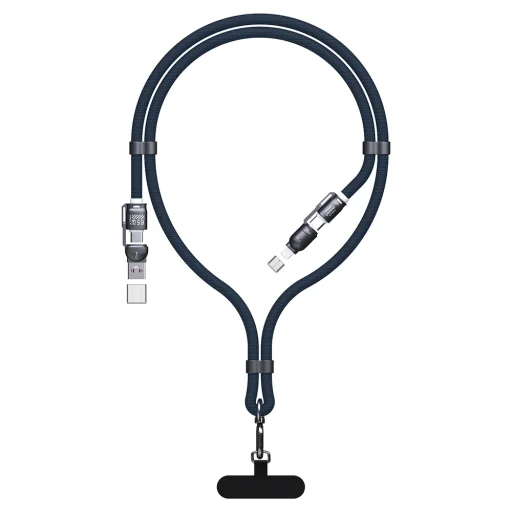 Dudao L20Max 65W kábel 4 v 1 s pútkom na zápästie, s adaptérmi USB-C na USB-C, Lightning a USB-A - modrý - 1