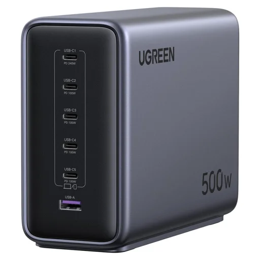 UGREEN Nexode X759 (55550B) stolná nabíjačka, 500W, 5A, 1 x USB-A - 5 x USB-C, Sivá - 1