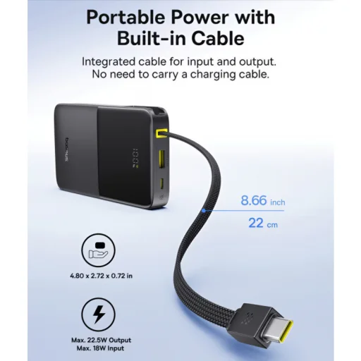 Powerbanka Baseus EnerFill Bipow2 Pro, 10000mAh, 22.5W, QC + PD, čierna E0027600 - 5
