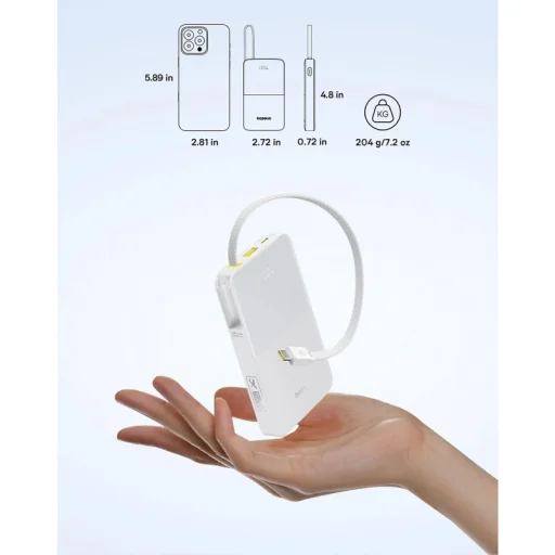 Powerbanka Baseus EnerFill Bipow2 Pro, 10000mAh, 22.5W, QC + PD, Biela E0027601 - 3