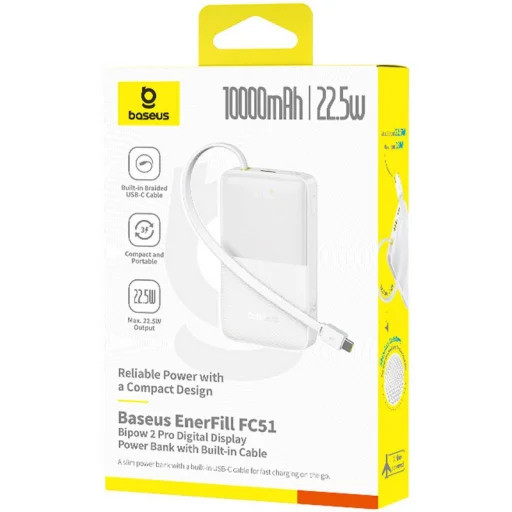 Powerbanka Baseus EnerFill Bipow2 Pro, 10000mAh, 22.5W, QC + PD, Biela E0027601 - 5