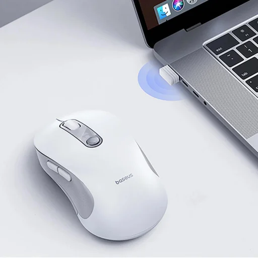 Baseus F02 Vezeték nélküli Egér, 1600DPI, BT / Wi-Fi, Fehér B0203302 - 2