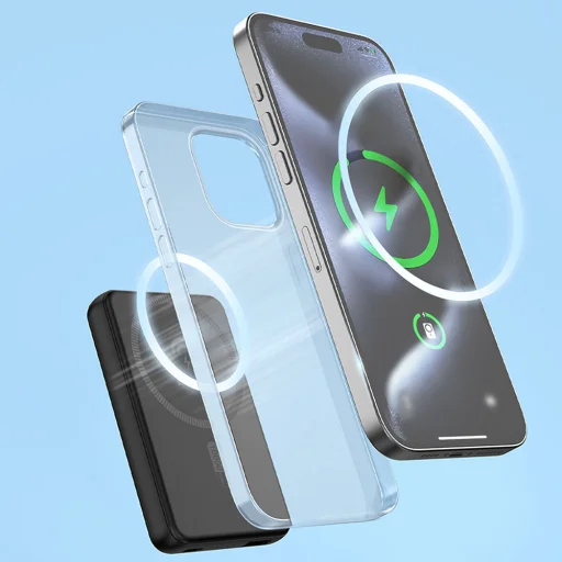 Dudao K14S Magnetická powerbanka 20W 5000mAh 1x USB-A 1x USB-C - čierna - 5