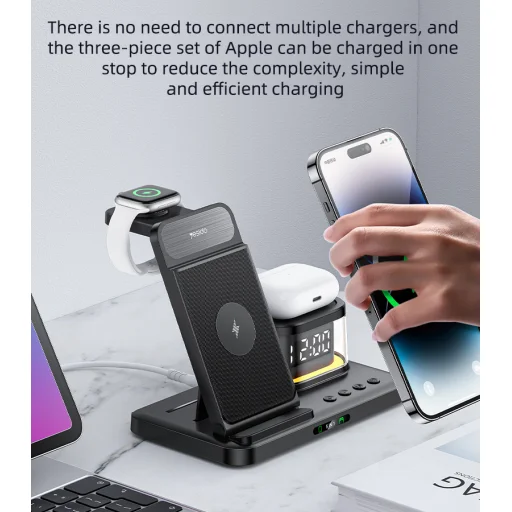 Apple YESIDO DS22 20W 5 v 1 indukčná nabíjacia stanica s LED a pre hodinky čierna - 5
